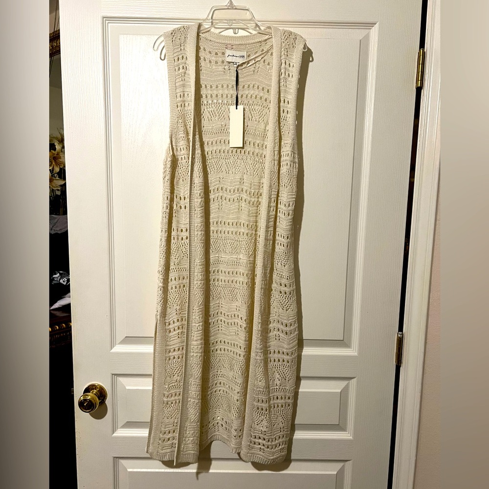 Boho crochet long vest